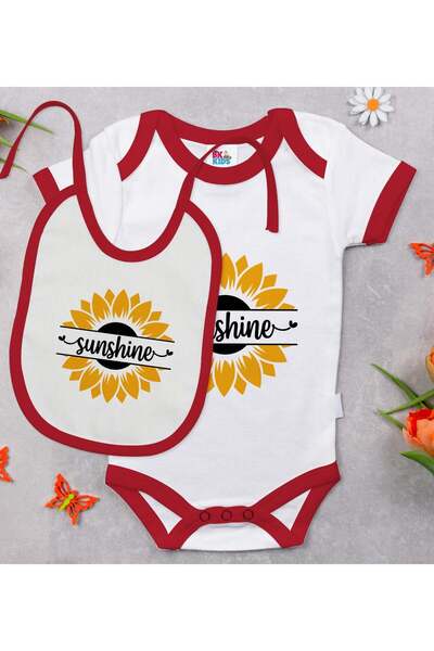 Bk Gift Sunshine-Printed Red Baby Bodysuit and Bib Gift Set-1, 12–18 Months