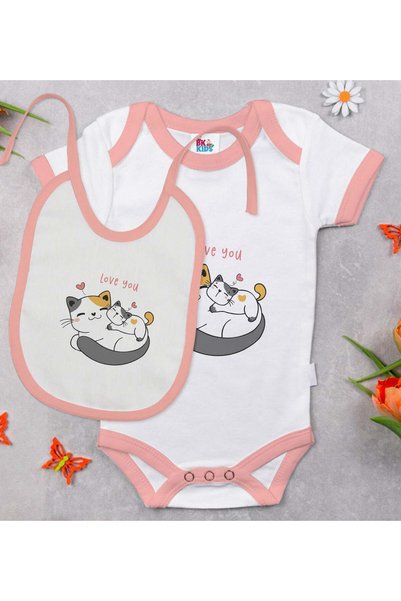 Bk Gift BK Kids "Love You" Design Pink Baby Bodysuit and Bib Gift Set-1, 12–1...