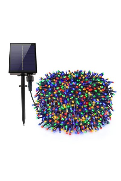 Vivendo Solar LED string light installation for outdoor use with solar chargi...