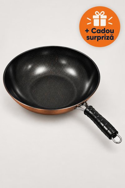 OferteTop Tigaie Wok Adâncă 30 cm din Oțel Carbon, Antiaderentă, Compatibilă ...