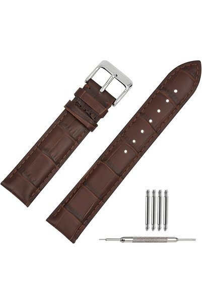 TStrap Leather Watch Straps - Soft Black Brown Alligator Watch Band Replaceme...