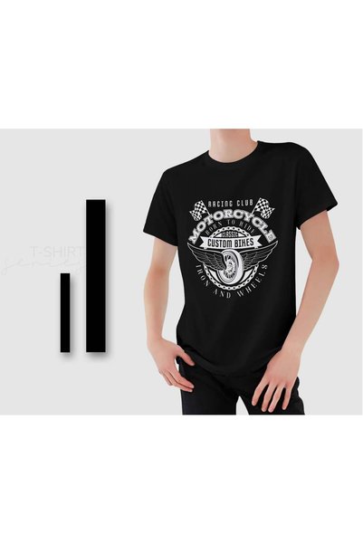 Bk Gift Motorcycle-Designed Men's Black T-Shirt -7, Gift for a Friend, Birthd...