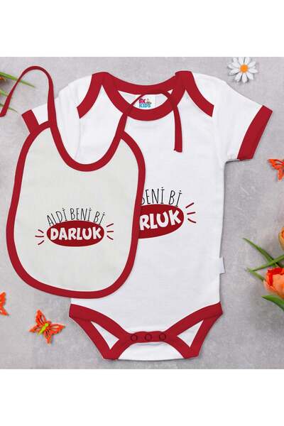 Bk Gift BK Kids Red Baby Bodysuit and Bib Gift Set with Ruffle Design - Set 1...