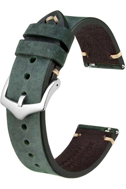 BISONSTRAP حزام ساعة للرجال، مصنوع يدويًا من الجلد، بتصميم سريع الفك، متوفر ب...