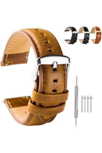 GENERAL Leather Watch Straps for Men, Genuine Leather Replacement Bands, Stai...