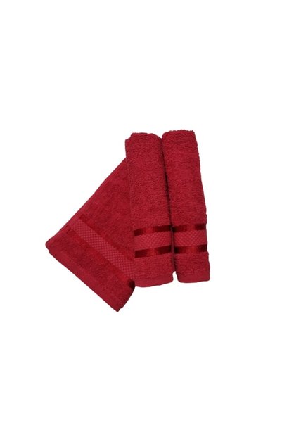 OEM Set de 3 prosoape de mână, roșii, 30 x 50 cm, 100% bumbac