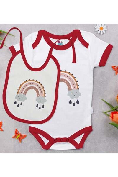 Bk Gift Boho-Style Red Baby Bodysuit and Bib Gift Set-1, 12–18 Months