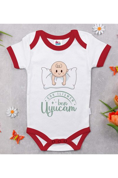 Bk Gift BK Kids Red Baby Bodysuit with Multi-Striped Design - 1 (0-3 Months)