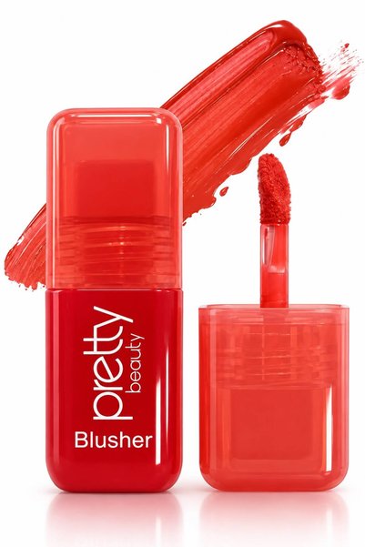 Pretty Beauty Likit Allık Kırmızı Renk – Doğal Görünümlü Yanak Makyajı, Sünge...