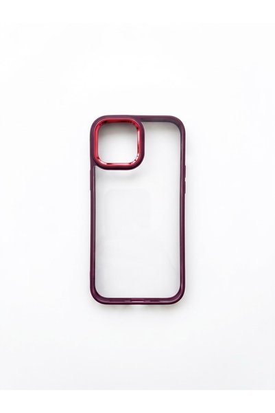 kılıfınbenden غطاء سيليكون لهاتف iPhone 12 Pro Max، بتصميم إطار باللون العنابي.