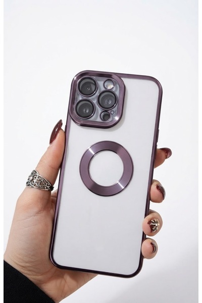 kılıfınbenden Iphone 14 pro max purple case with camera lens protection.