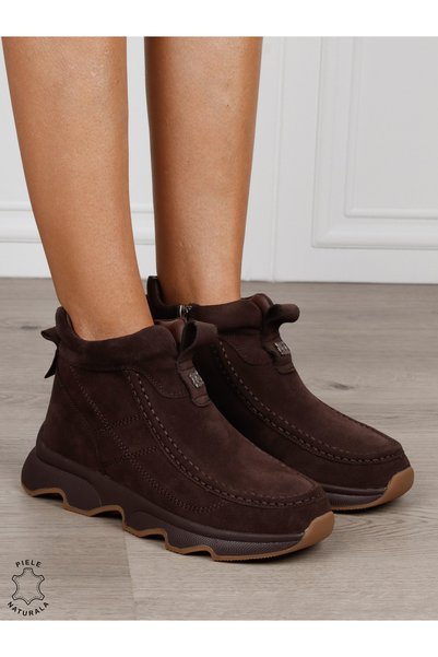 ANGEL BLUE Ghete damă din piele naturală întoarsă cu finisaj casual