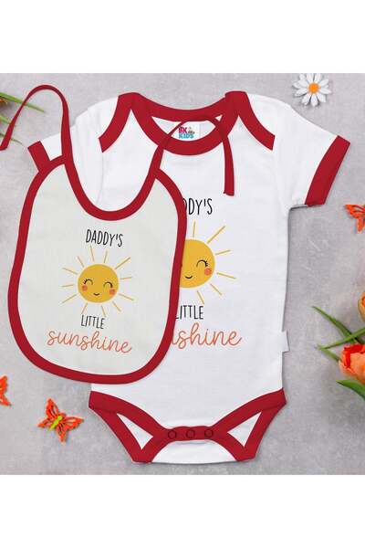 Bk Gift BK Kids "Daddy's Little Sunshine" Red Baby Bodysuit and Bib Gift Set-...