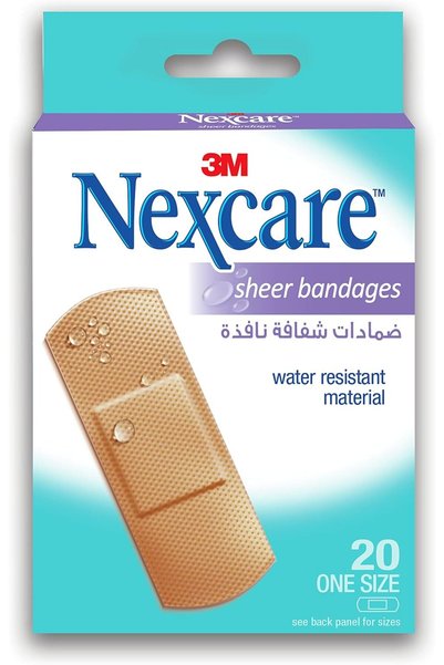 Nexcare ضمادات/لاصقات شفافة، مقاس 72x25 مم، 20 قطعة/عبوة |   خالٍ من اللاتكس ...