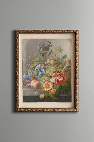 epiqart Flower and Fruit Still Life - Vintage Patterned Painting - Fine Art P...