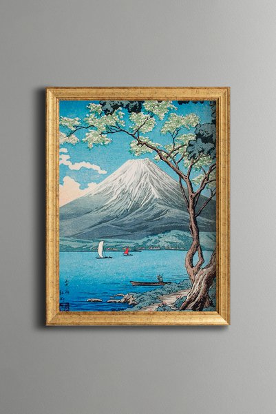 epiqart من بحيرة ياماناكا إلى جبل فوجي - لوحة فنية بنقشة عتيقة - تصميم رقيق.