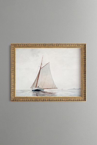 epiqart قارب شراعي في خليج غلوستر - لوحة فنية بنمط عتيق - تصميم أنيق.