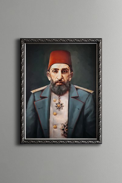 epiqart السلطان الثاني. صورة عبد الحميد - لوحة فنية بنقشة عتيقة - تصميم أنيق
