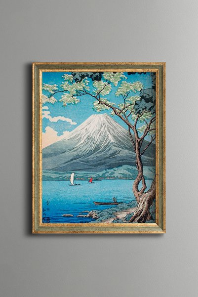 epiqart من بحيرة ياماناكا إلى جبل فوجي - لوحة فنية بنقشة عتيقة - تصميم رقيق.