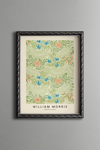 epiqart Blue Floral Green Pattern - Vintage Patterned Painting - Slim Model