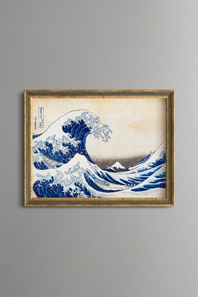 epiqart موجة كاناغاوا الكبرى - لوحة فنية بنقشة عتيقة - تصميم أنيق.
