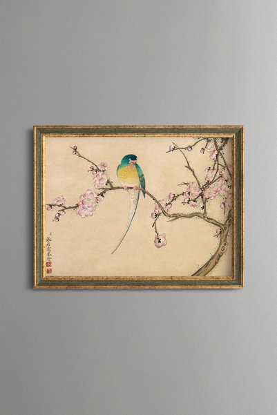 epiqart طائر بين زهور إريك - لوحة فنية بنمط عتيق - تصميم أنيق