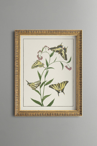 epiqart Floral Branch and Butterfly - Vintage Patterned Painting - Slim Model