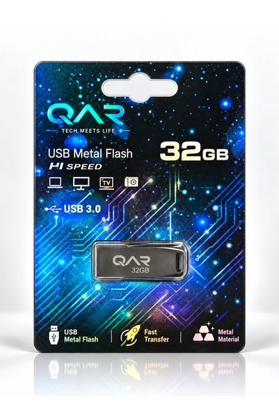 QAR Usb Flash Bellek Metal Siyah 32 GB Usb 3.0 Garantili Güvenli