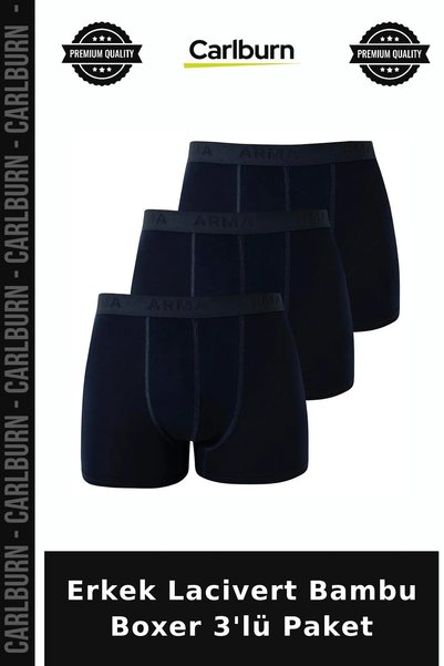 Carlburn Special Edition Men's Navy Blue Bamboo Boxer Shorts, 3-Pack, Stylish...
