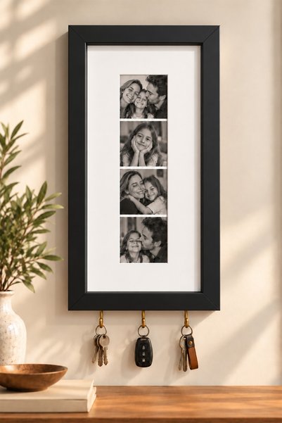 HOMEPACK Kişiye Özel 4 Fotoğraflı Anı Çerçevesi ve Anahtarlık, Anahtar Askılı...