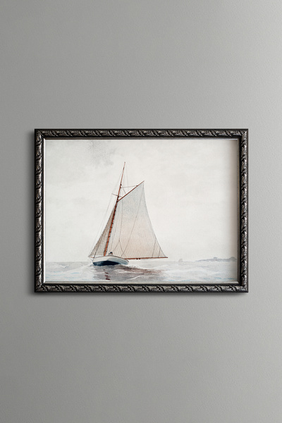 epiqart قارب شراعي في خليج غلوستر - لوحة فنية بنمط عتيق - تصميم أنيق.