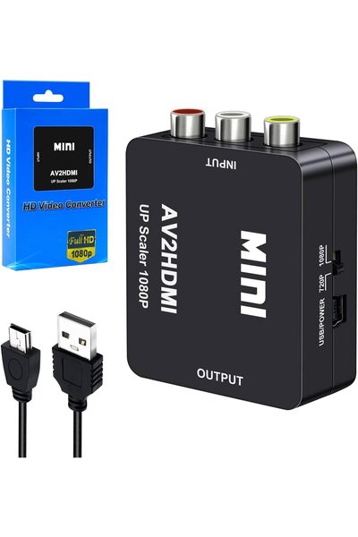 Zoye محول RCA إلى HDMI، محول AV إلى HDMI بدقة 1080P، محول صوت وفيديو مصغر يدع...