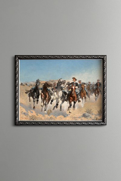 epiqart فرسان يقودون خيولهم - لوحة فنية بنقشة عتيقة - تصميم أنيق.
