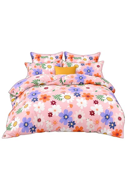 OEM Lenjerie de pat Pucioasa, 4 piese matrimonial cu cearceaf de pat super, 1...
