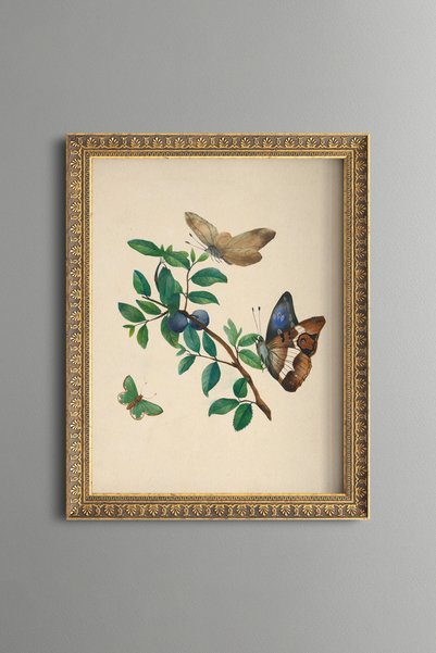 epiqart الكرز والفراشات - لوحة فنية بنمط عتيق - تصميم أنيق.