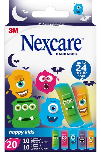 Nexcare ضمادات/لصقات للأطفال بتصاميم متنوعة من مونسترز، 20 قطعة/عبوة |   مقاس...