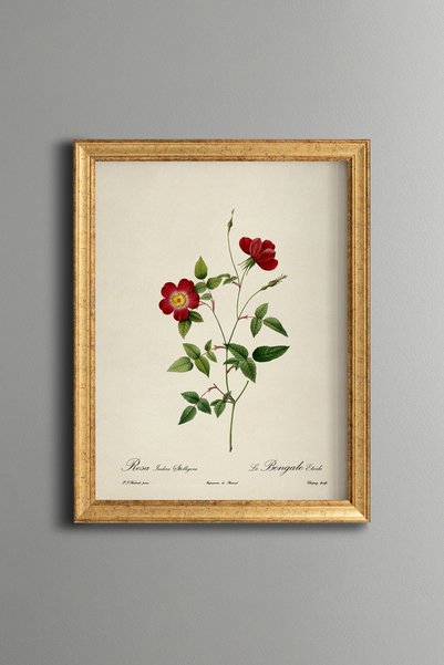 epiqart Red Rose Branch - Vintage Patterned Painting - Slim Model