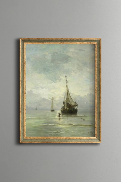 epiqart يخت في الضباب - لوحة فنية بنمط عتيق - تصميم أنيق