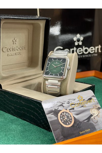 cortebert Men's Wristwatch, Square Case, Sapphire Crystal, Steel Strap, Slim ...