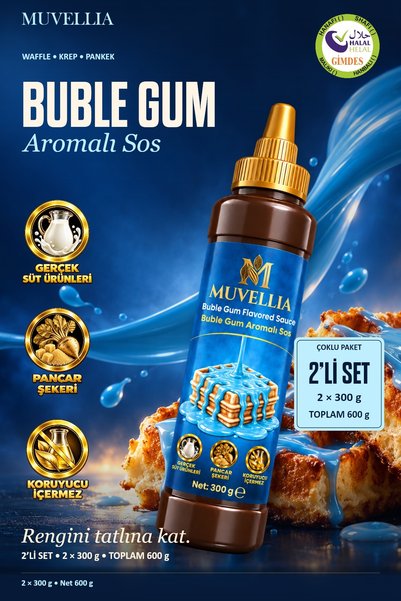 Bubble Gum Sakız Aromalı Sos Waffle Krep Pankek 2'li Set 2x300 g (600 g)