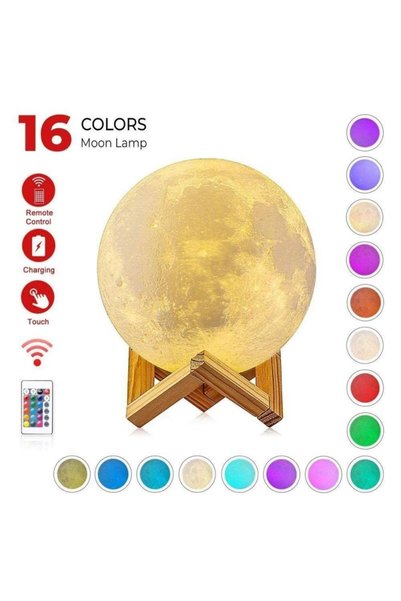 LightZone Lampă decorativă LED Lună – 16 culori, telecomandă, control tactil,...