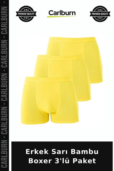 Carlburn Special Edition Men's Yellow Bamboo Boxer Shorts, Pack of 3, for Eve...