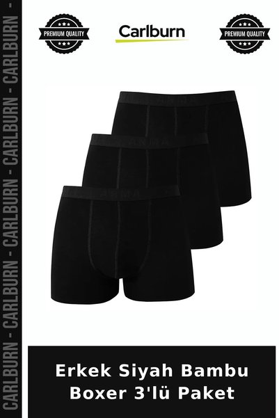 Carlburn Special Series Men's Black Bamboo Boxer 3-Pack Apparel Product Smoot...