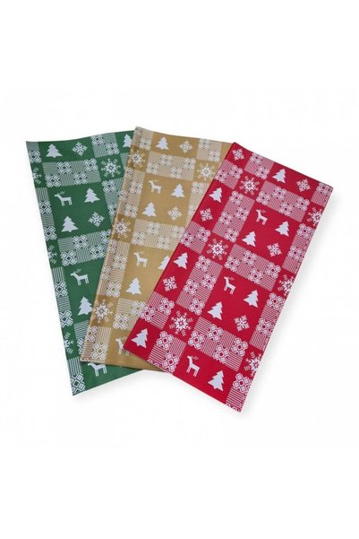 OEM Plastic Christmas Wrapping Paper With Traditional Pattern 20/Set Red