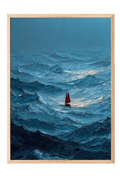 Postifull Sailing in Stormy Seas Poster – Wooden Framed Painting No:160118