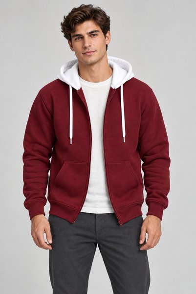 EVIus Unisex ζακέτα με κουμπιά, σε συνδυασμό χρωμάτων, με κουκούλα και με φερ...
