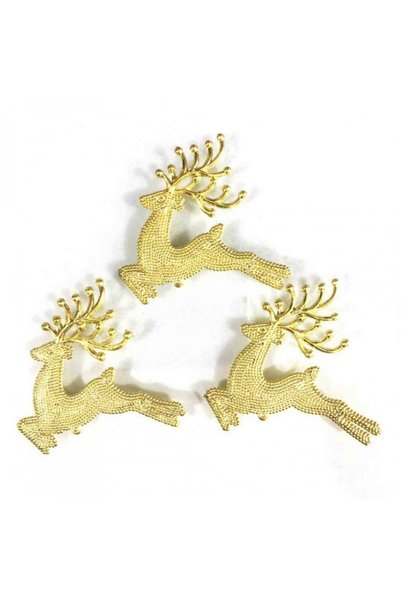 OEM Коледна украса с елени, 10 бр./комплект, позлатена