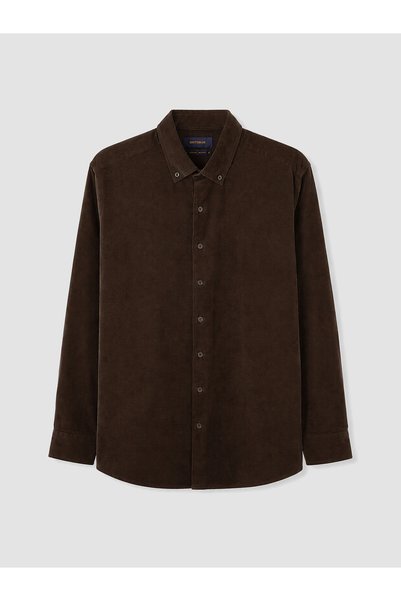 LC Waikiki Nevavm with Difference Southblue Khaki Standard & Regular Men's Shirt