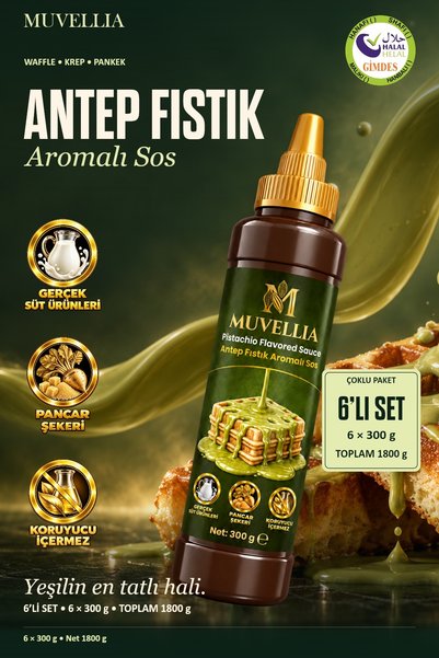 Antep Fıstık Aromalı Sos Waffle Krep Pankek 6'lı Set 6x300 g (1800 g)