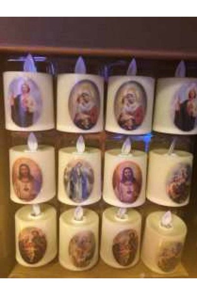 OEM Lumanare LED cu imagini religioase 12/set